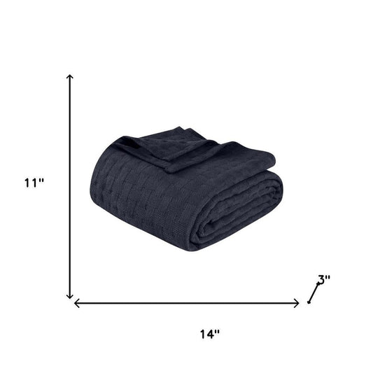 Twin Navy Blue Cotton Geometric Blanket