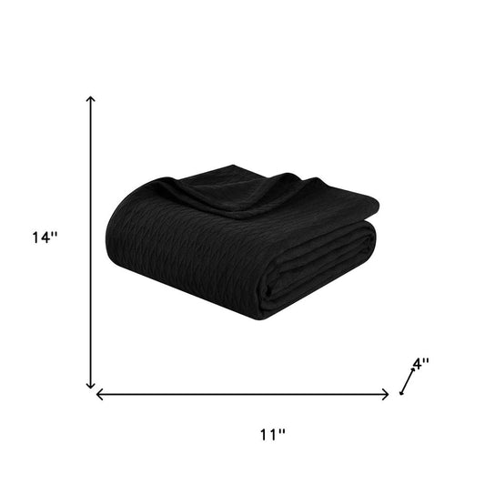 Queen Black Cotton Geometric Blanket