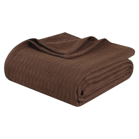 Queen Chocolate Cotton Geometric Blanket