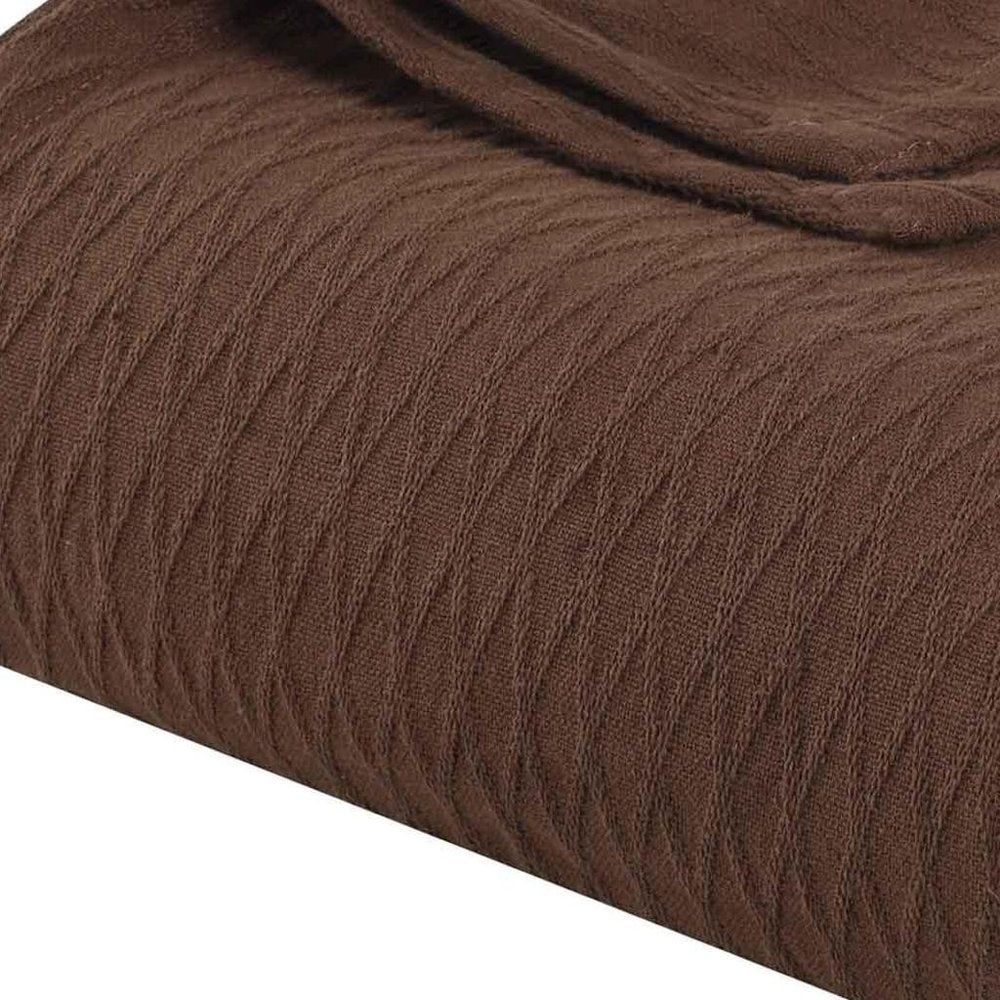 Queen Chocolate Cotton Geometric Blanket