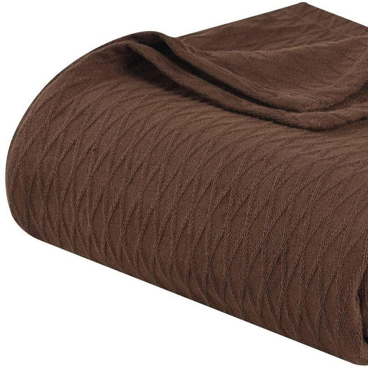 Queen Chocolate Cotton Geometric Blanket