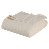 Queen Ivory Cotton Geometric Blanket