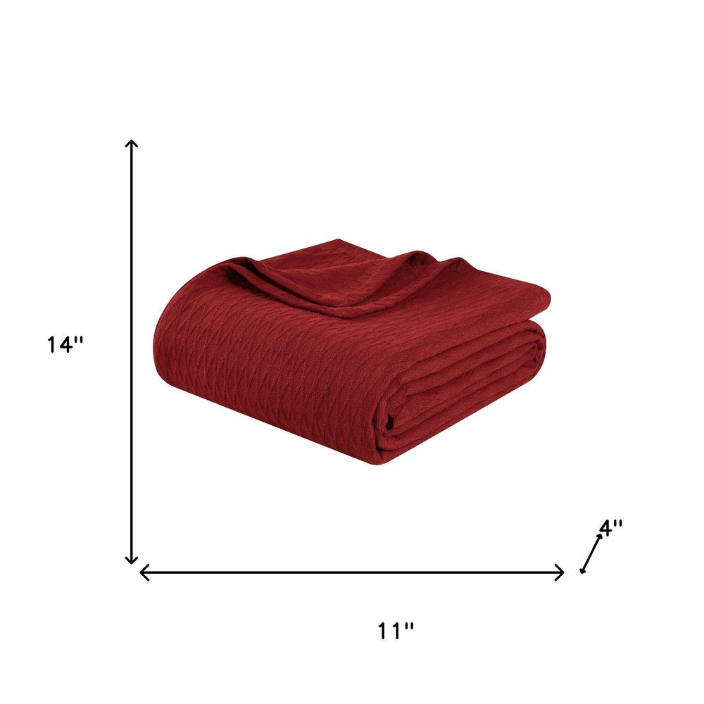 King Burgundy Cotton Geometric Blanket
