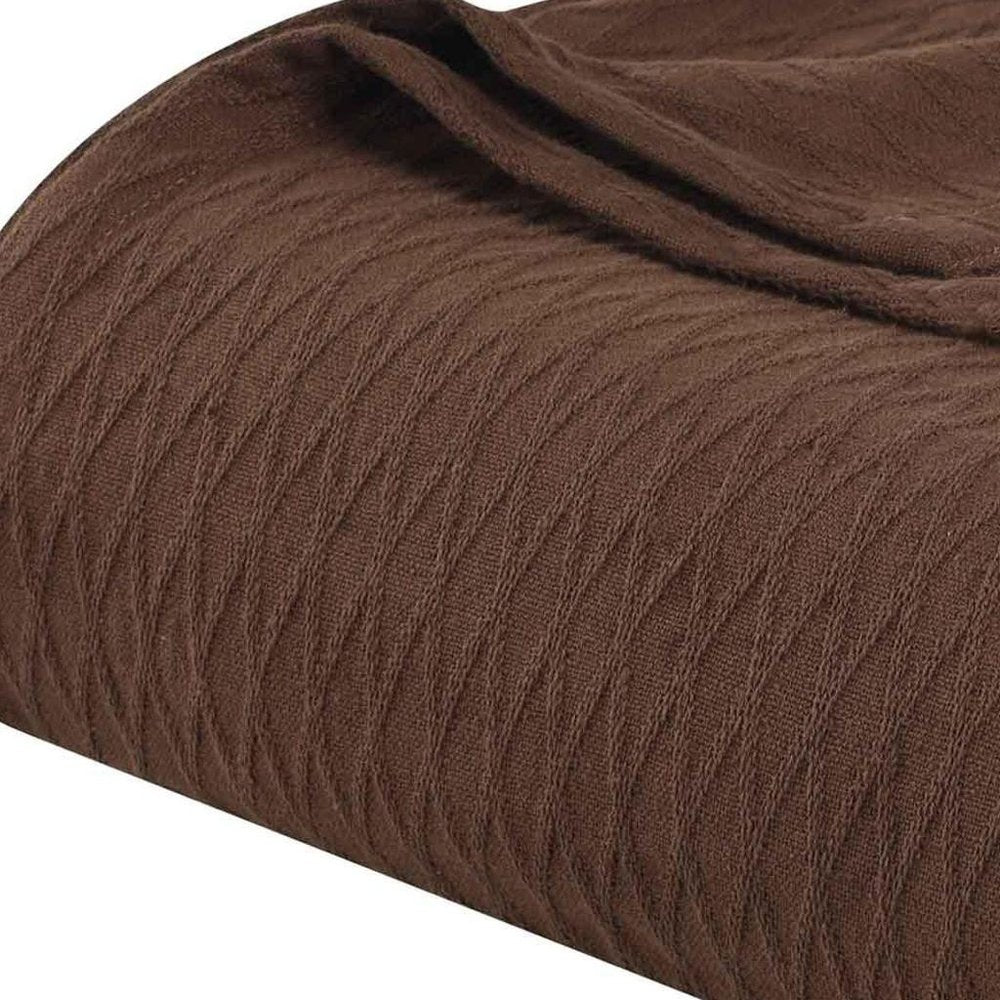 King Chocolate Cotton Plain Weave Geometric Blanket