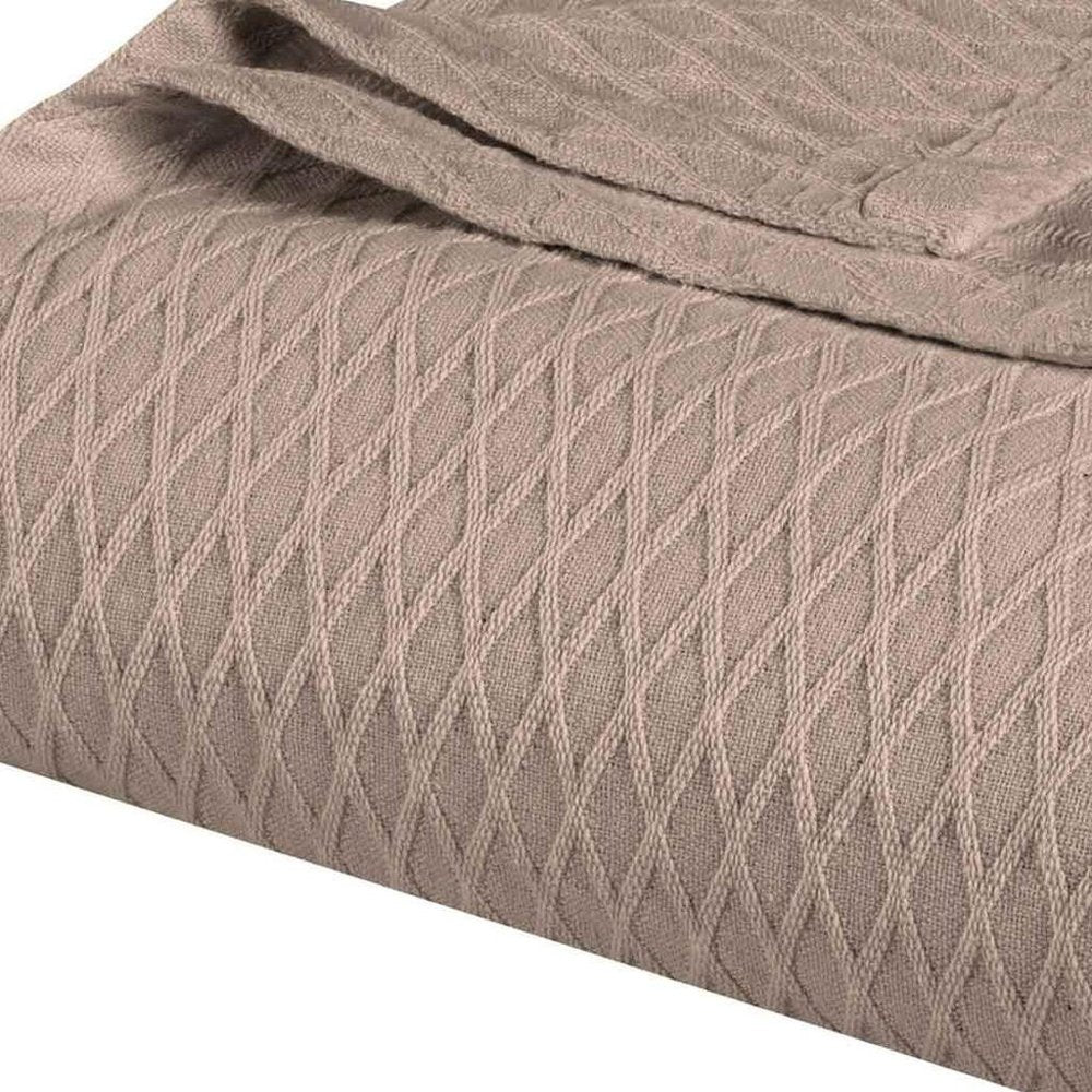 10" X 9" Khaki Cotton Plain Weave Geometric Throw Blanket
