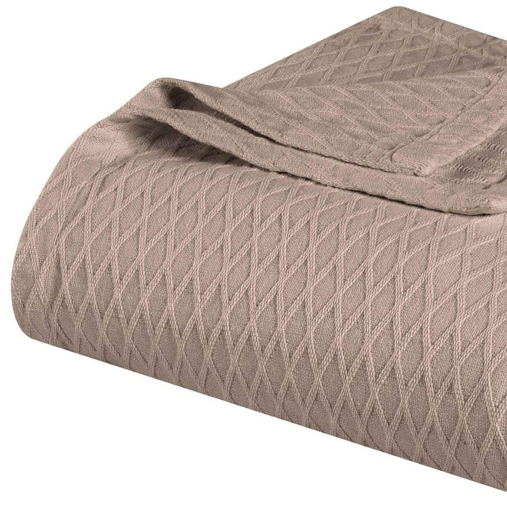 10" X 9" Khaki Cotton Geometric Throw Blanket