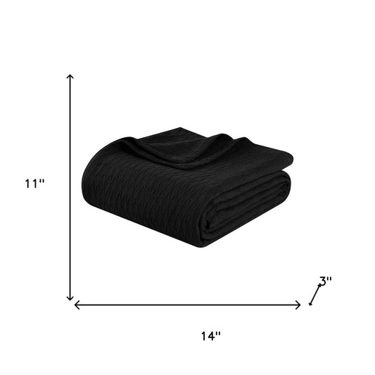 Twin Black Cotton Geometric Blanket