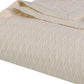 Twin Ivory Cotton Plain Weave Geometric Blanket