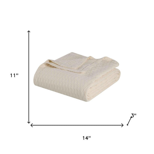 Twin Ivory Cotton Geometric Blanket