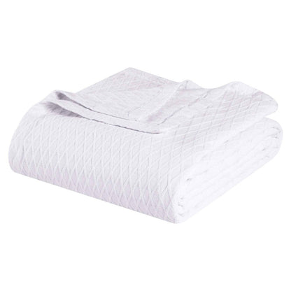 Twin White Cotton Geometric Blanket