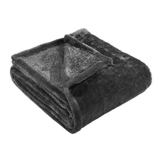 King Charcoal Fleece Knitted Plush Blanket
