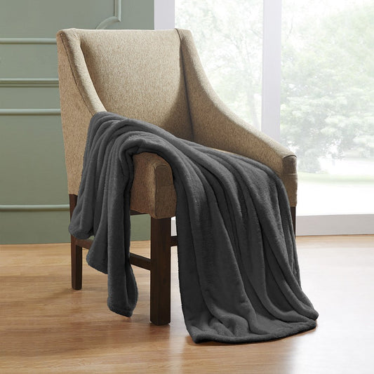 King Charcoal Fleece Knitted Plush Blanket