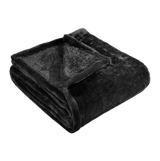 50" X 60" Black Fleece Plush Throw Blanket