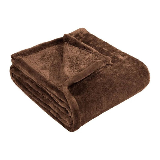 50" X 60" Chocolate Fleece Plush Throw Blanket