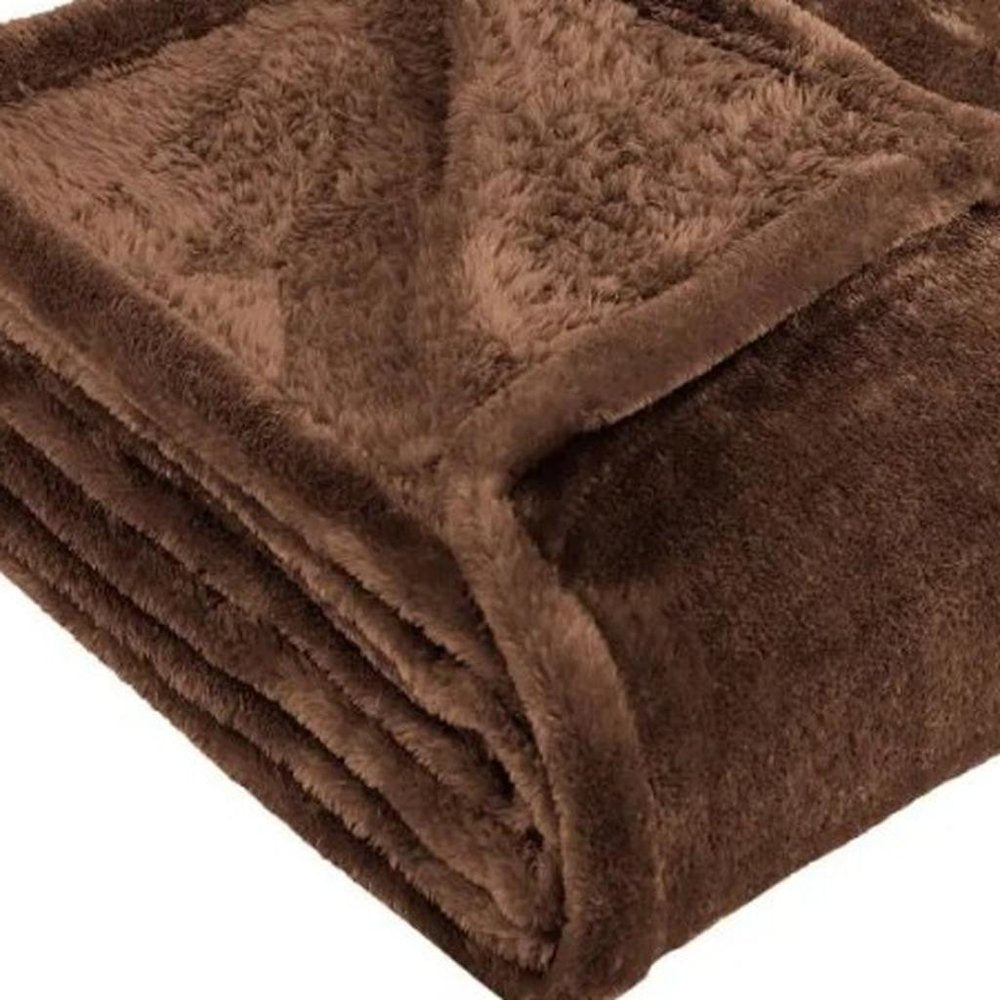 14" X 15" Chocolate Fleece Plain Weave Plush Throw Blanket