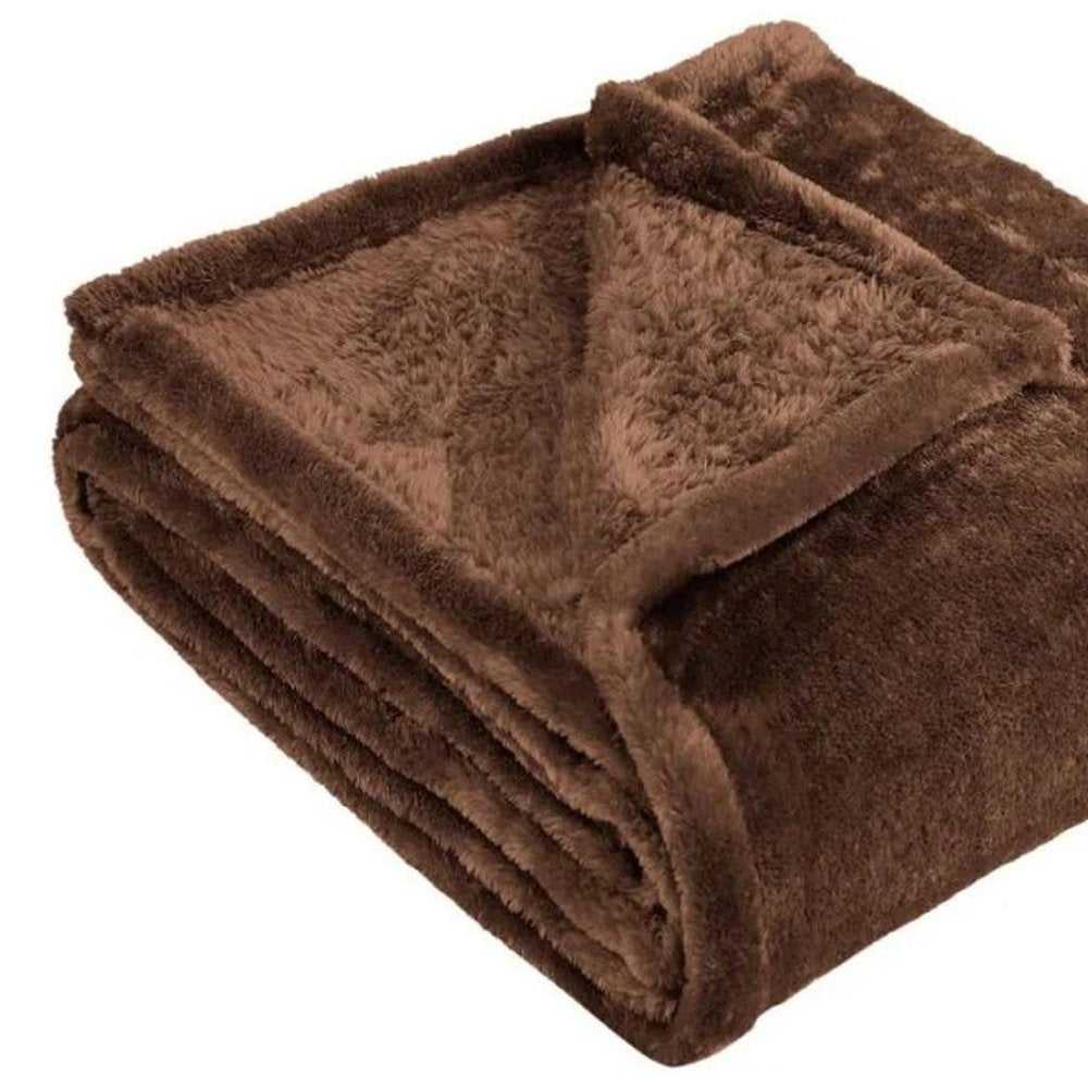 14" X 15" Chocolate Fleece Plain Weave Plush Throw Blanket