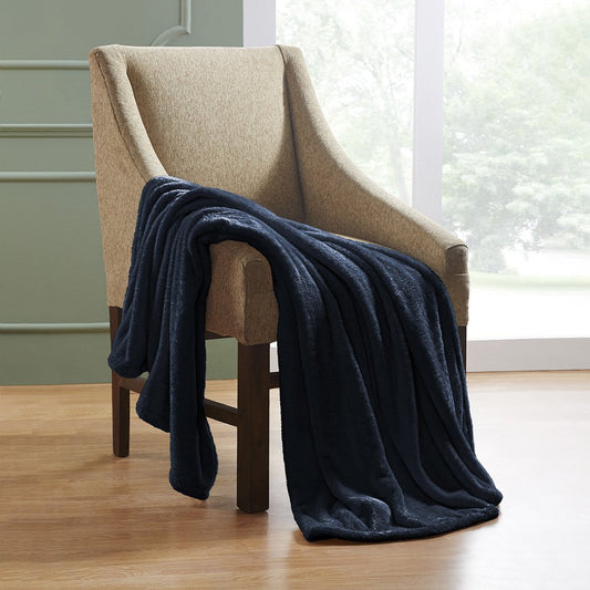 50" X 60" Navy Blue Fleece Plush Throw Blanket
