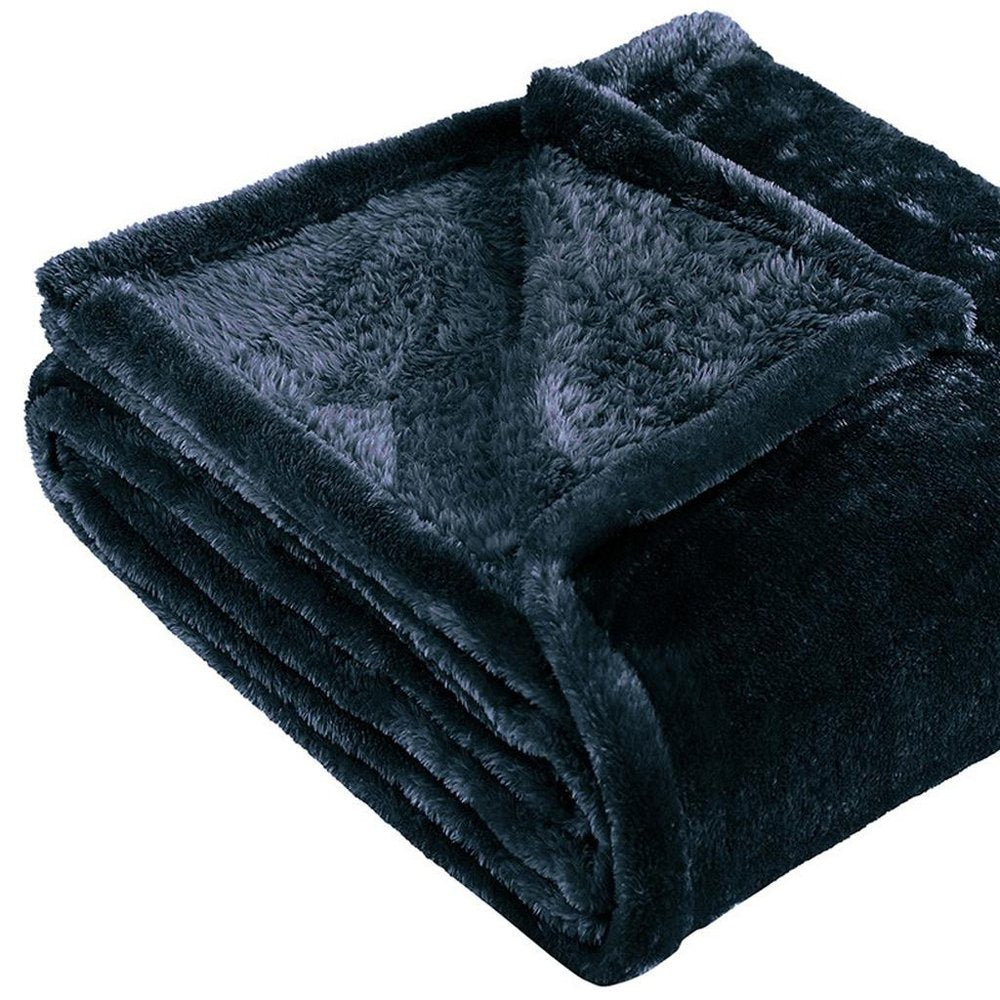 14" X 15" Navy Blue Fleece Knitted Plush Throw Blanket
