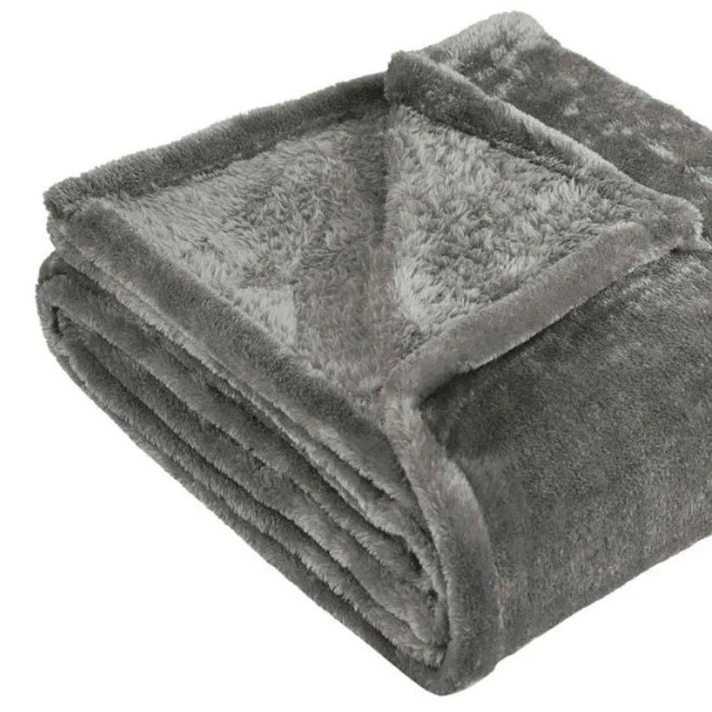 50" X 60" Silver Fleece Plush Throw Blanket