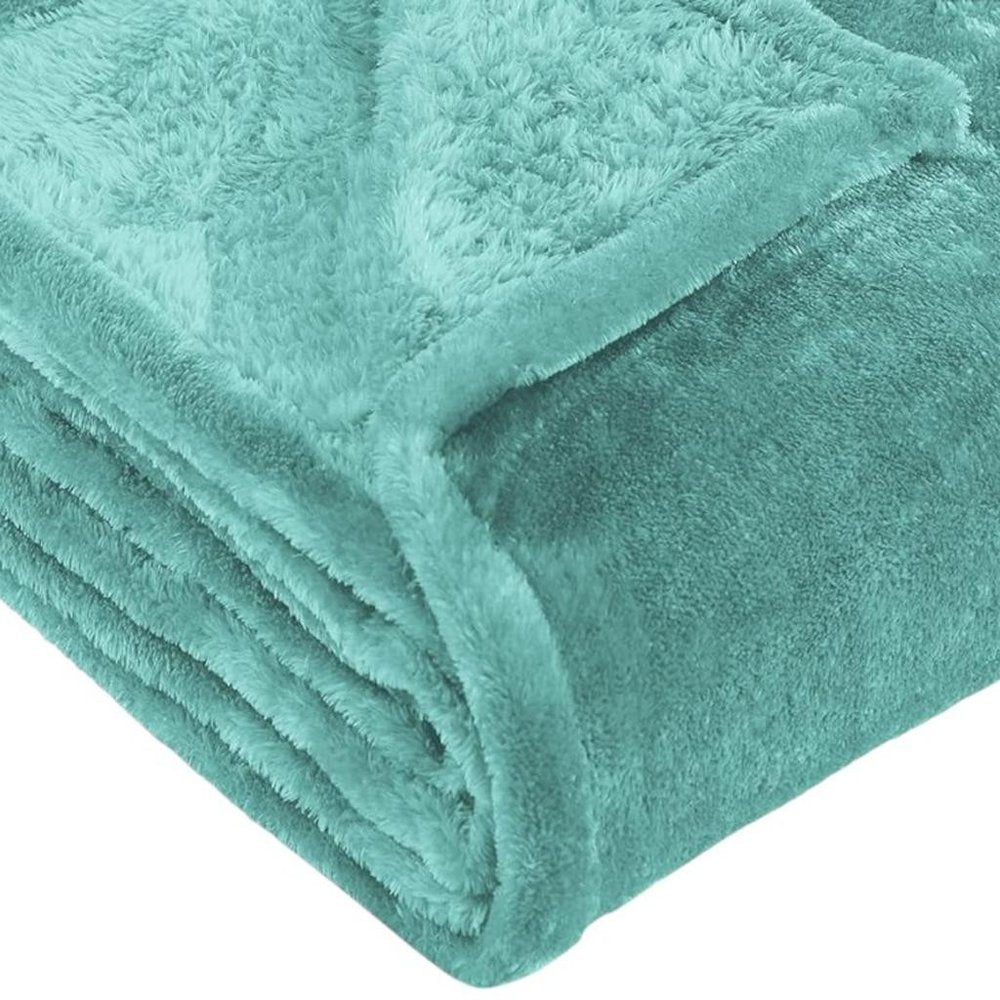 50" X 60" Turquoise Fleece Plush Throw Blanket