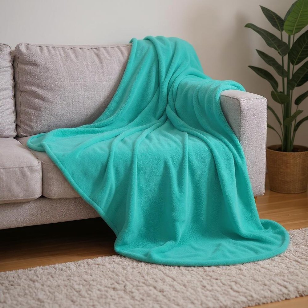 50" X 60" Turquoise Fleece Plush Throw Blanket