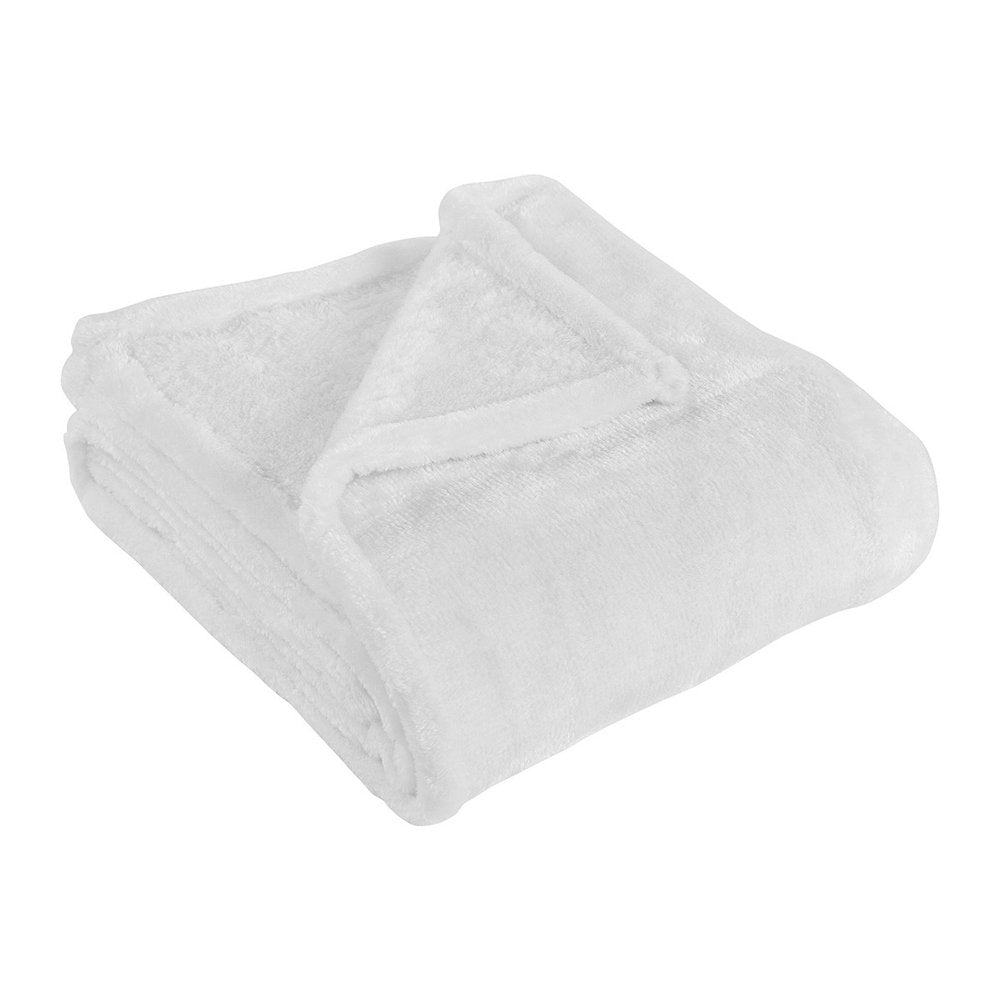 Twin White Fleece Knitted Plush Blanket