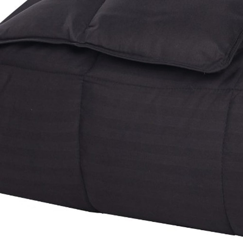 King Black Cotton Plain Weave Striped Blanket