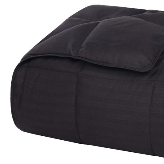 King Black Cotton Striped Blanket