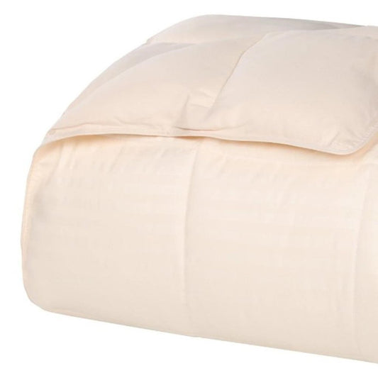 Twin Ivory Cotton Striped Blanket
