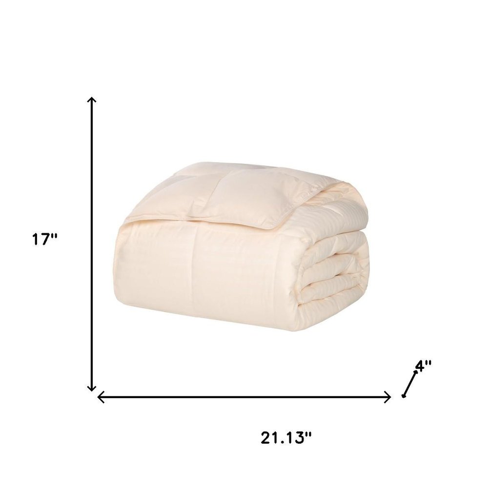 Twin Ivory Cotton Striped Blanket