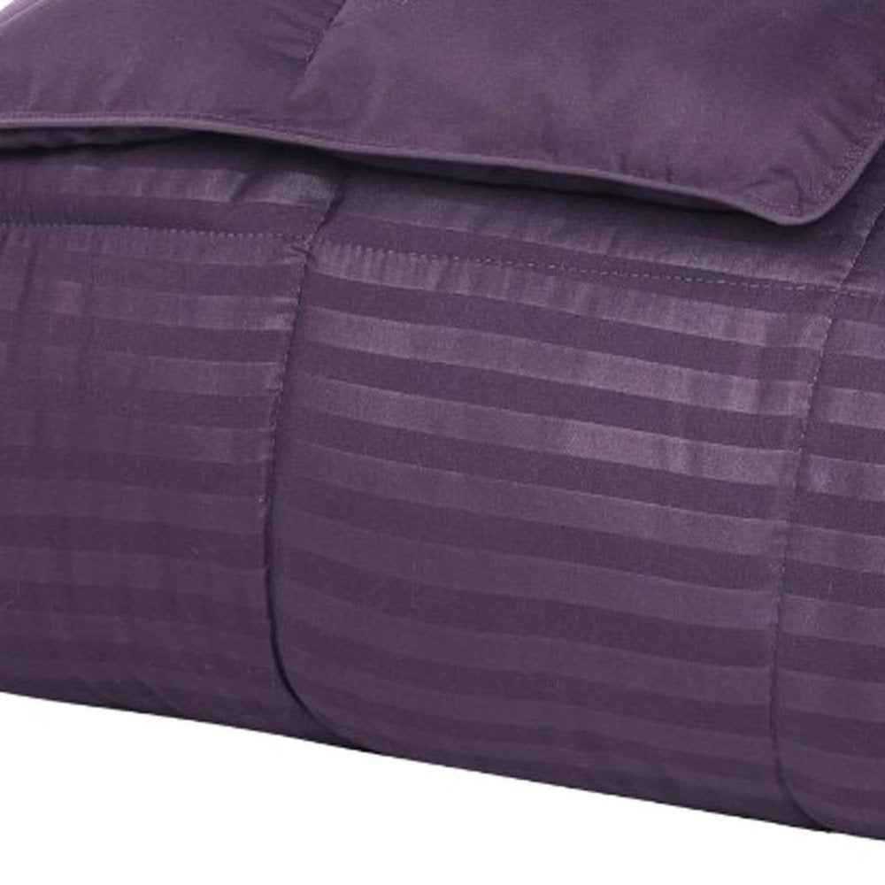 Twin Plum Cotton Plain Weave Striped Blanket