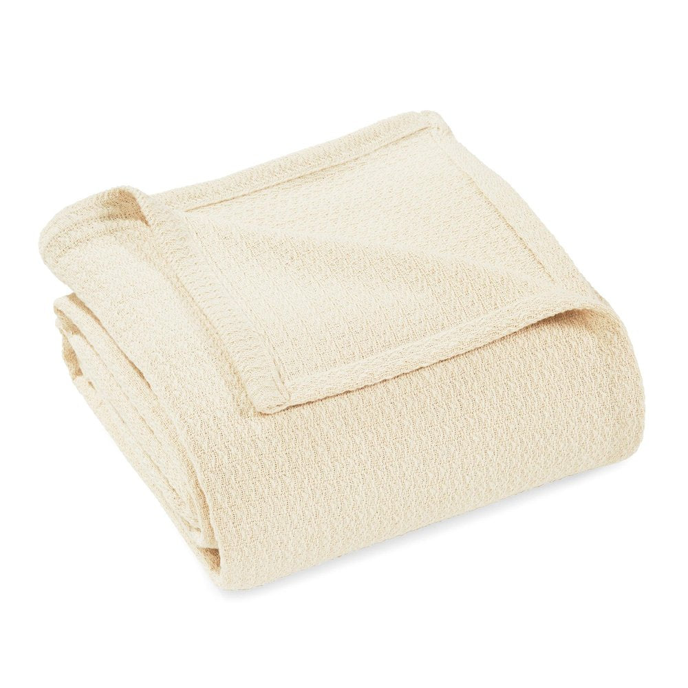 Queen Ivory Cotton Waffle Weave Blanket