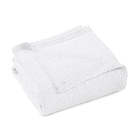 Queen White Cotton Waffle Weave Blanket