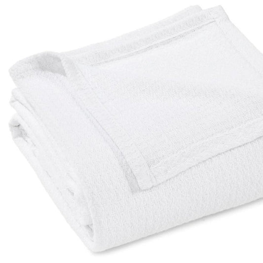 Queen White Cotton Waffle Weave Blanket