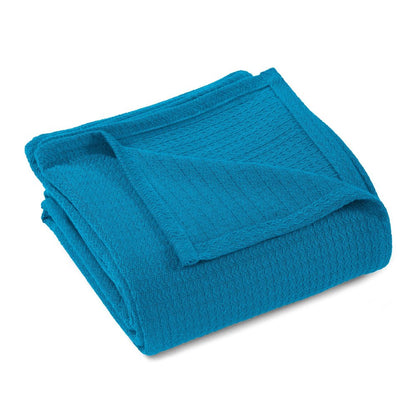 King Azure Cotton Waffle Weave Blanket