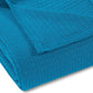 King Azure Cotton Waffle Weave Blanket