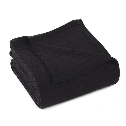 King Black Cotton Waffle Weave Blanket