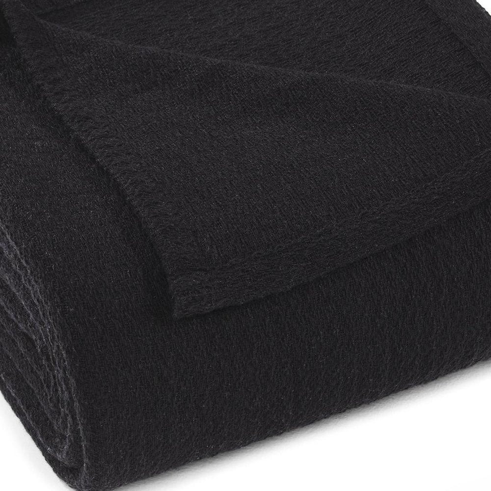 King Black Cotton Waffle Weave Blanket