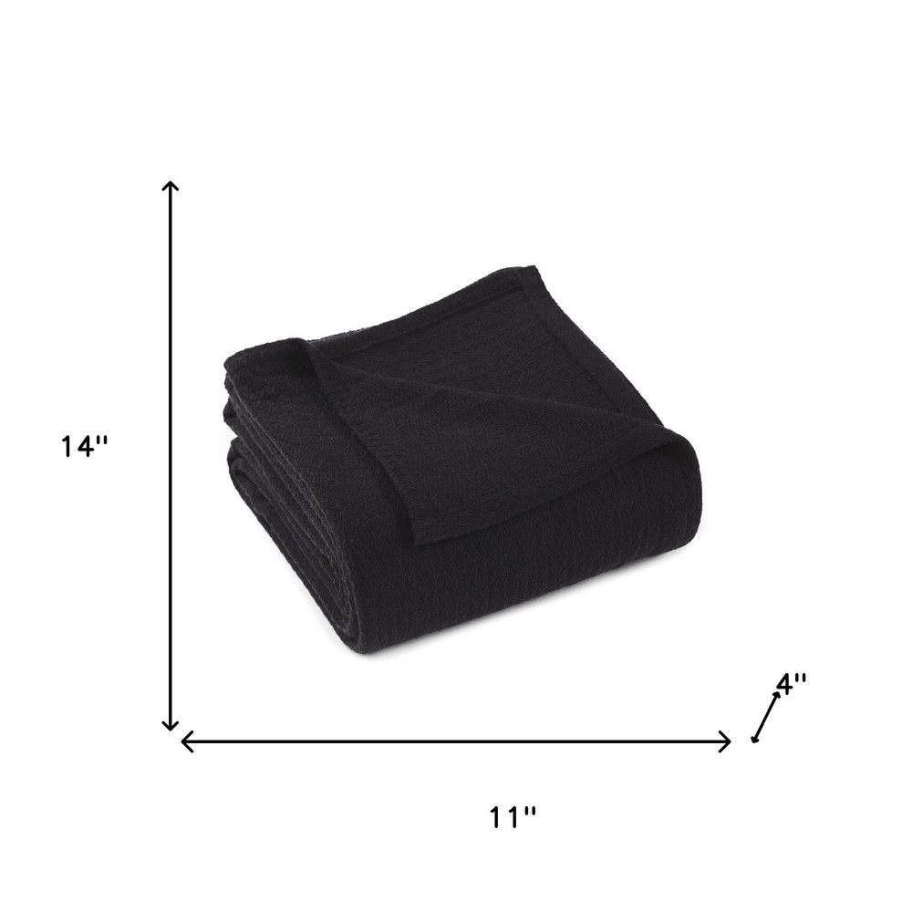 King Black Cotton Waffle Weave Blanket