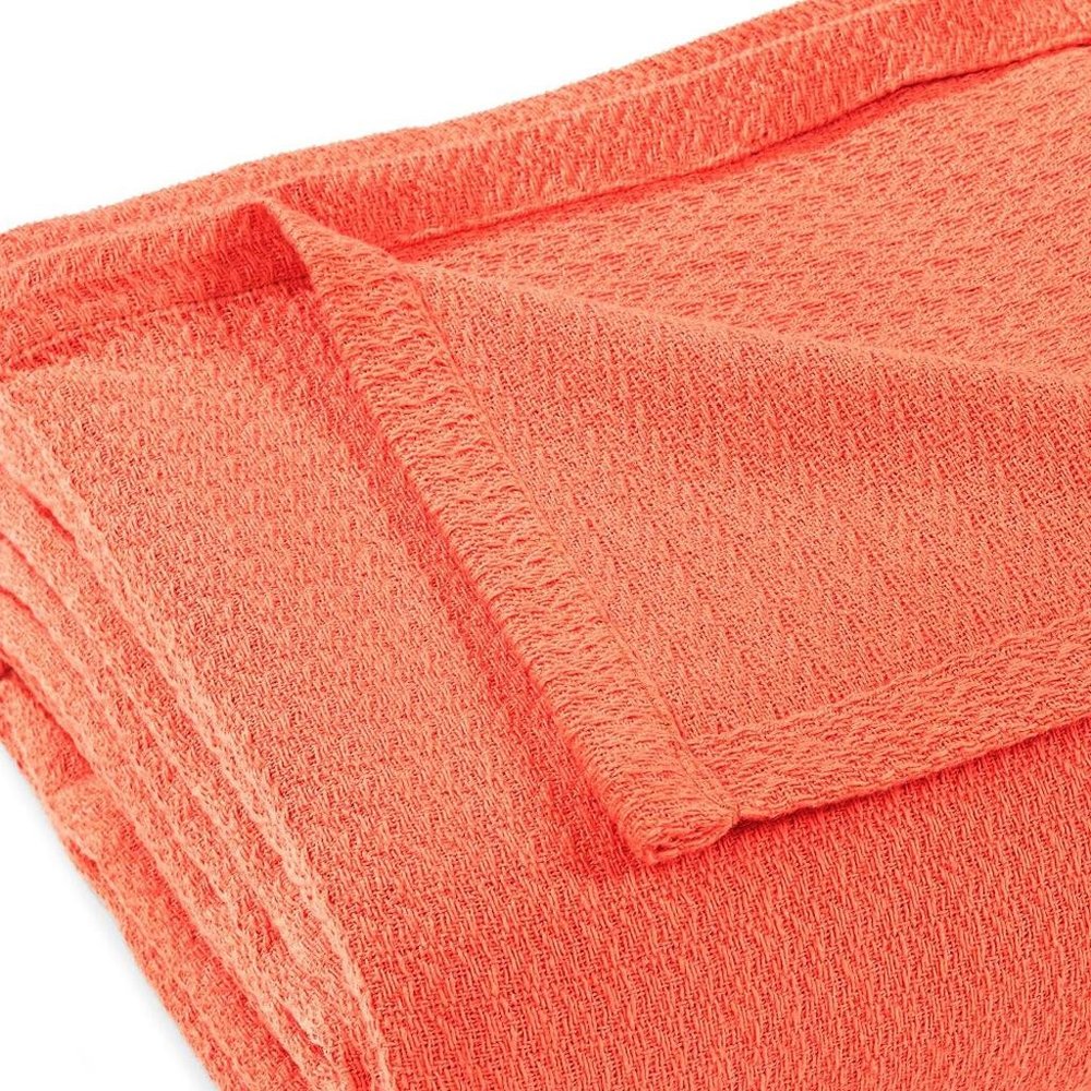 King Coral Cotton Waffle Weave Blanket