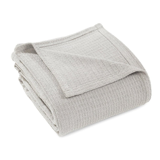 King Silver Cotton Waffle Weave Blanket