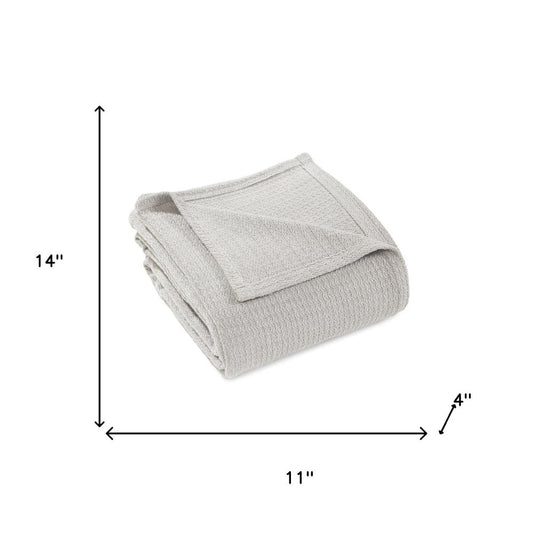 King Silver Cotton Waffle Weave Blanket