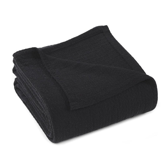 Twin Black Cotton Waffle Weave Blanket