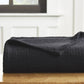Twin Black Cotton Waffle Weave Blanket