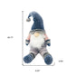 27" Blue Pink And White Fabric Christmas Santa Sitting Gnome