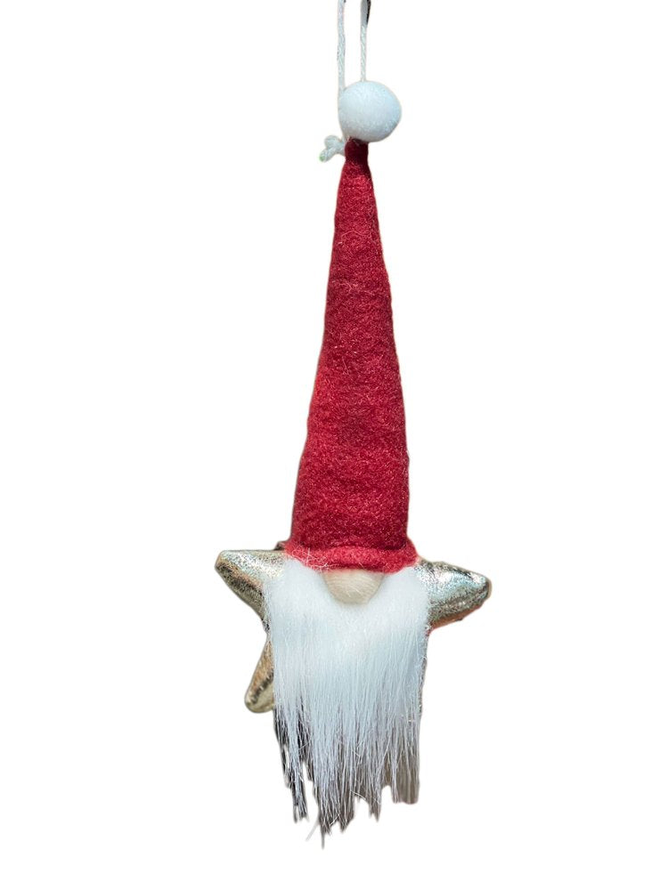 9" Red White And Gold Fabric Christmas Santa Standing Gnome