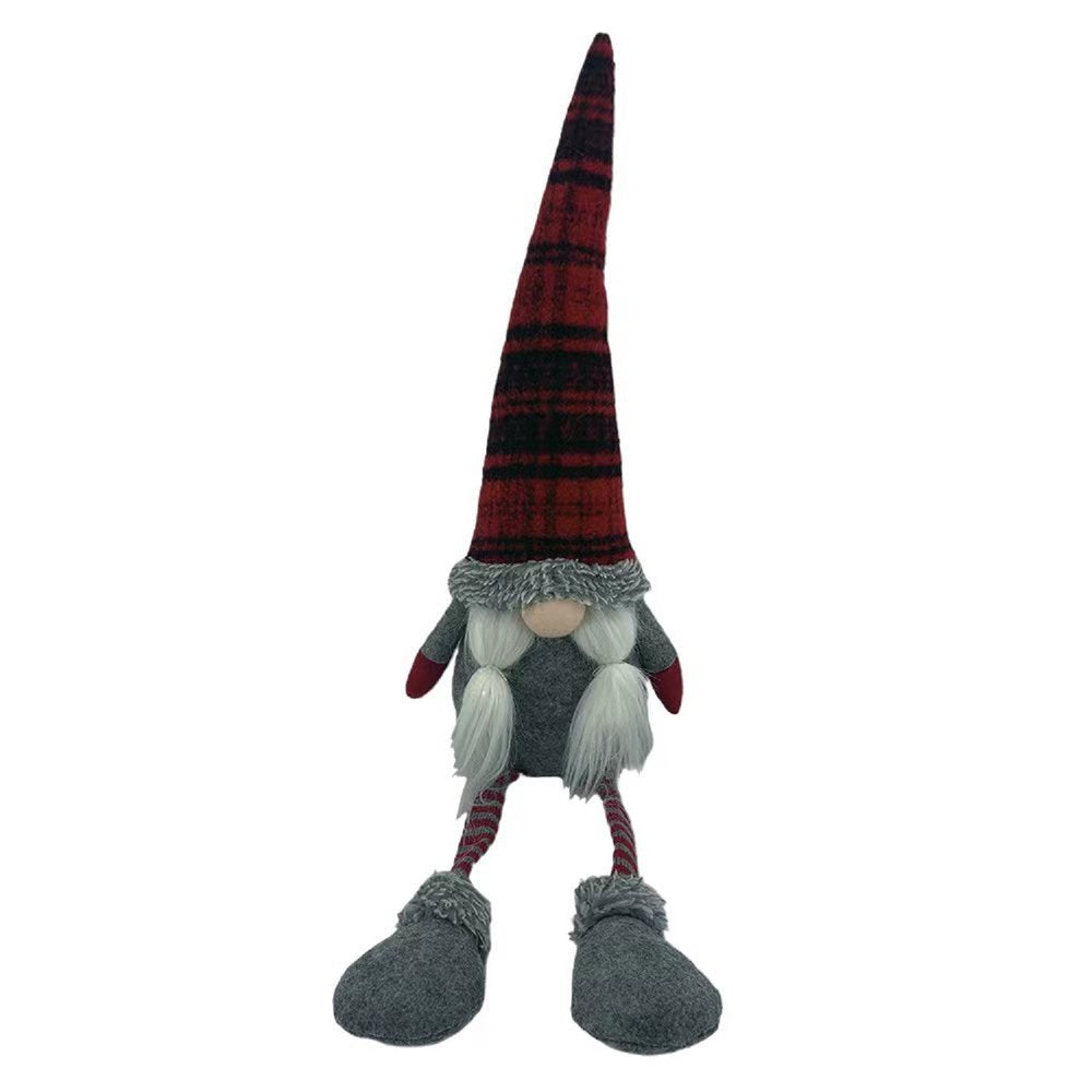 24" Red Gray And White Fabric Christmas Santa Standing Gnome