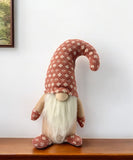 12" Pink And White Fabric Christmas Santa Standing Gnome