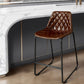 27" Brown and Black Leather and Iron Counter Height Bar Chair
