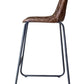 27" Brown and Black Leather and Iron Counter Height Bar Chair